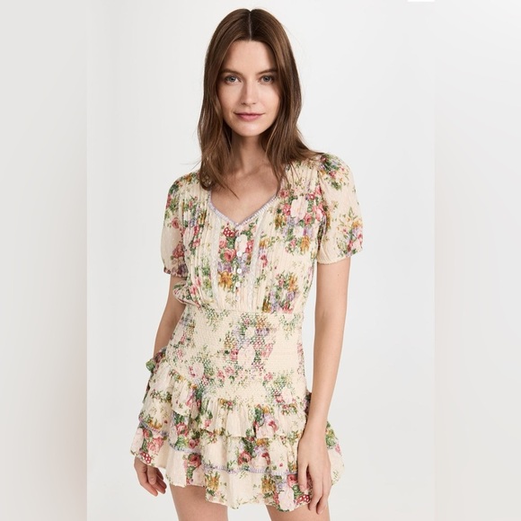 New! Love Shack Fancy Keelin Floral Lace Mini Dress in Shining Gemstone 🌺 Small - Picture 2 of 16